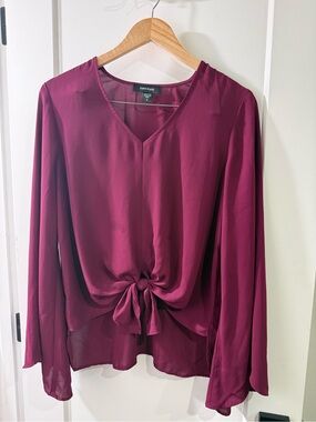 Karen Kane Plum Tie-Front V-Neck Blouse